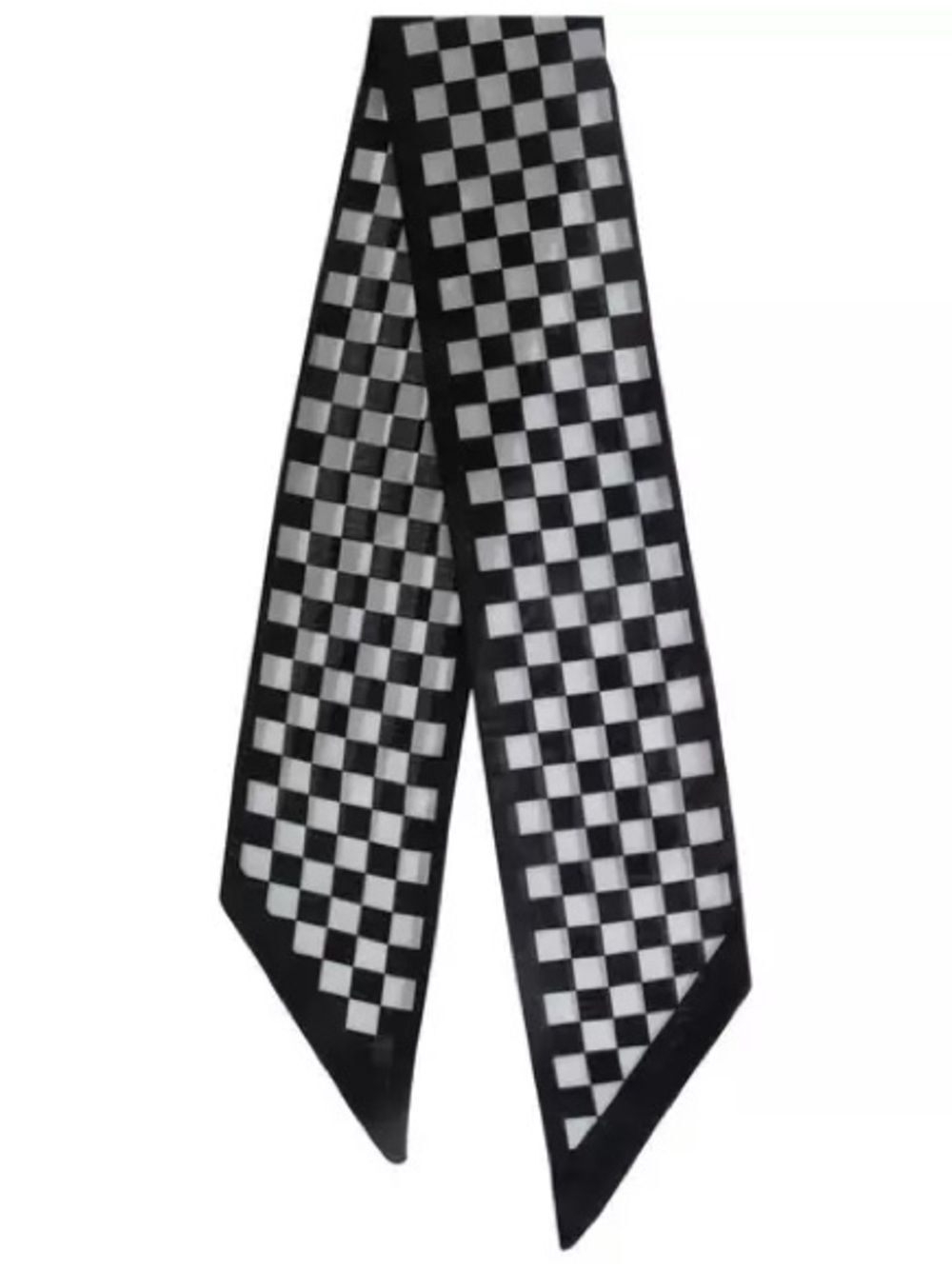 New 37” Black & White Checkered Silk Scarf for Women Accessories